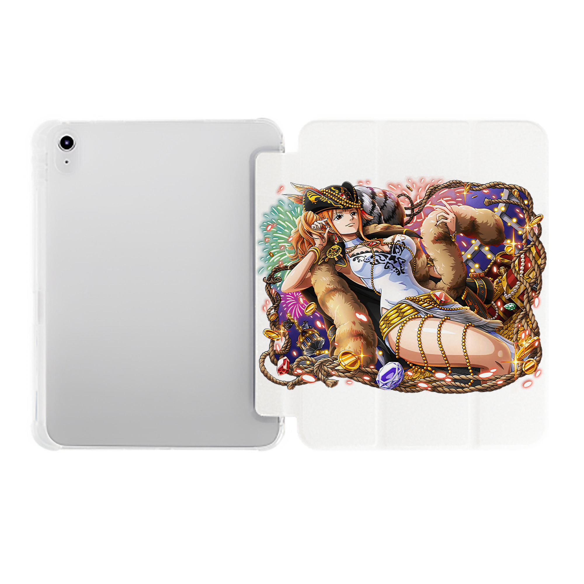 （画像用） ワンピース ナミ ONE PIECE Nami IPad ケース ペン収納付き 三つ折りスタンド PUレザー×シリコン 対応機種9.5/10.5/10.9インチ